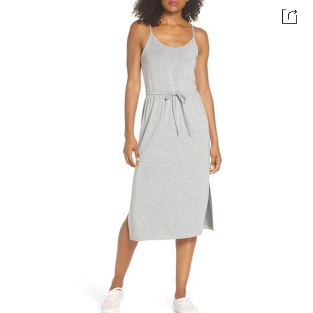 BB DAKOTA Everyday's Like Sunday Knit Midi Dress In Light Heather Grey SZ L